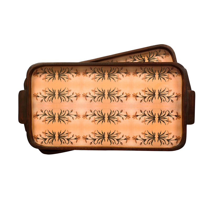 Sepia Motif Oversized Wooden Tray