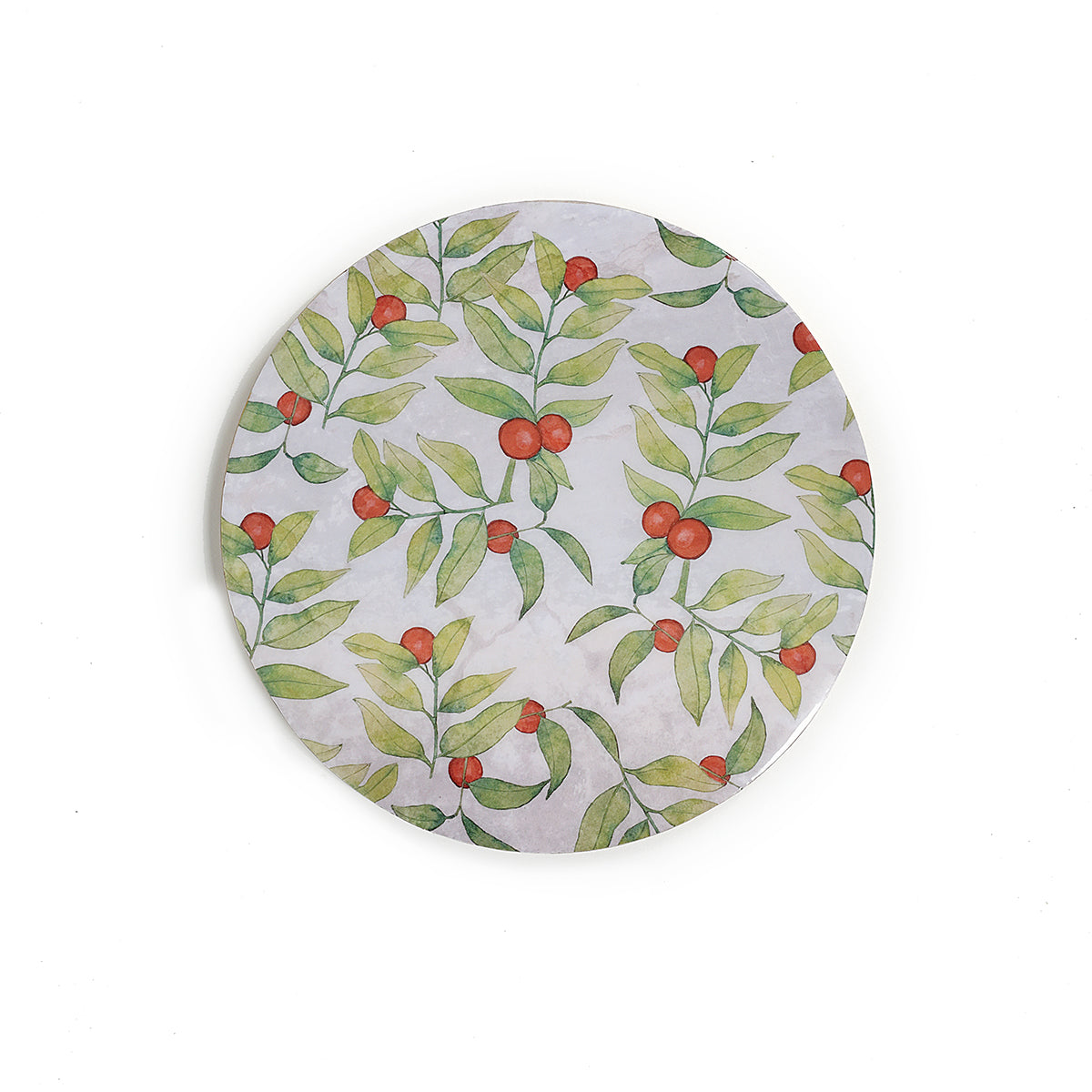 Cerry Round Trivets shades of red & green with Wooden Set