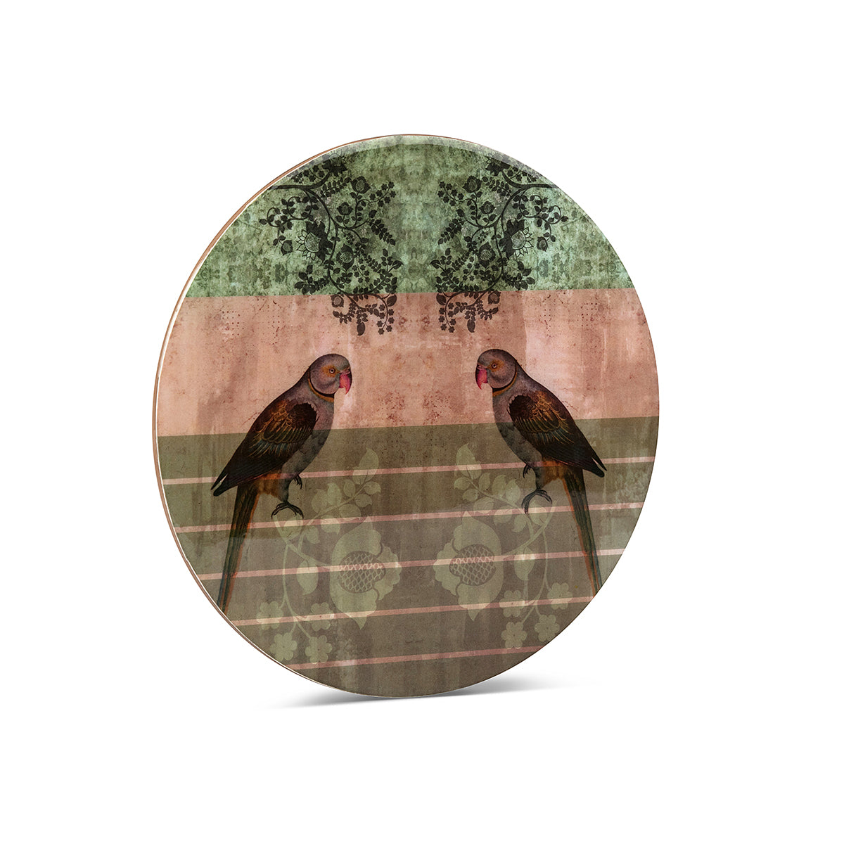 Wooden Parrot Green Round Trivets
