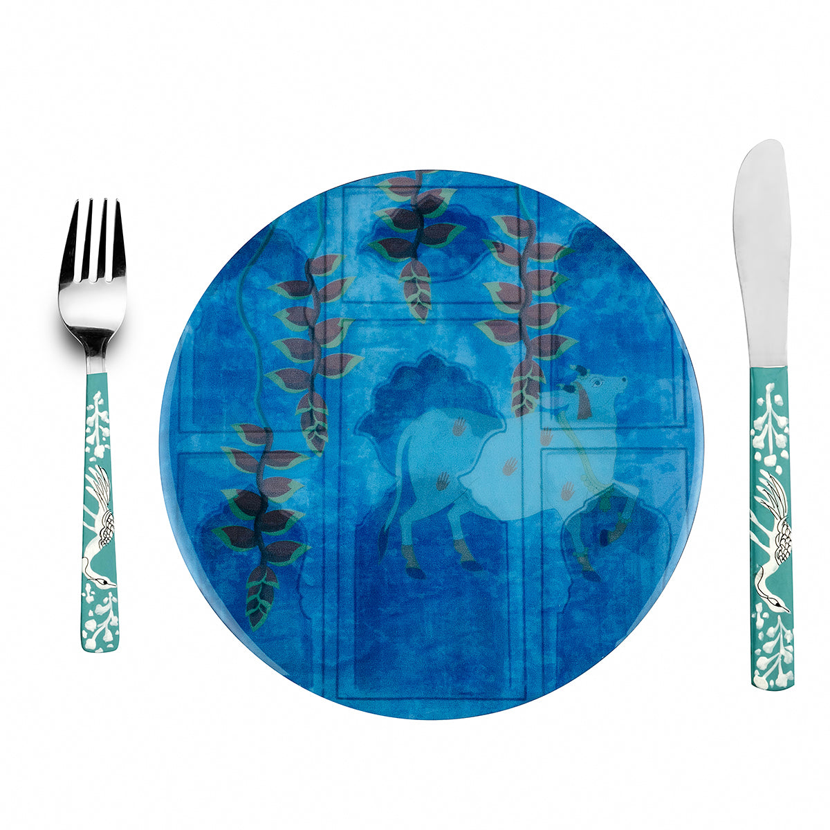 Pichwai Blue Round Trivets (Set of 2)