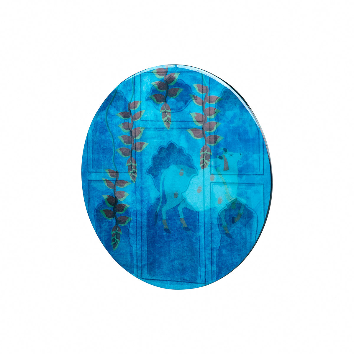 Pichwai Blue Wooden with Glossy Enamel Table Mat