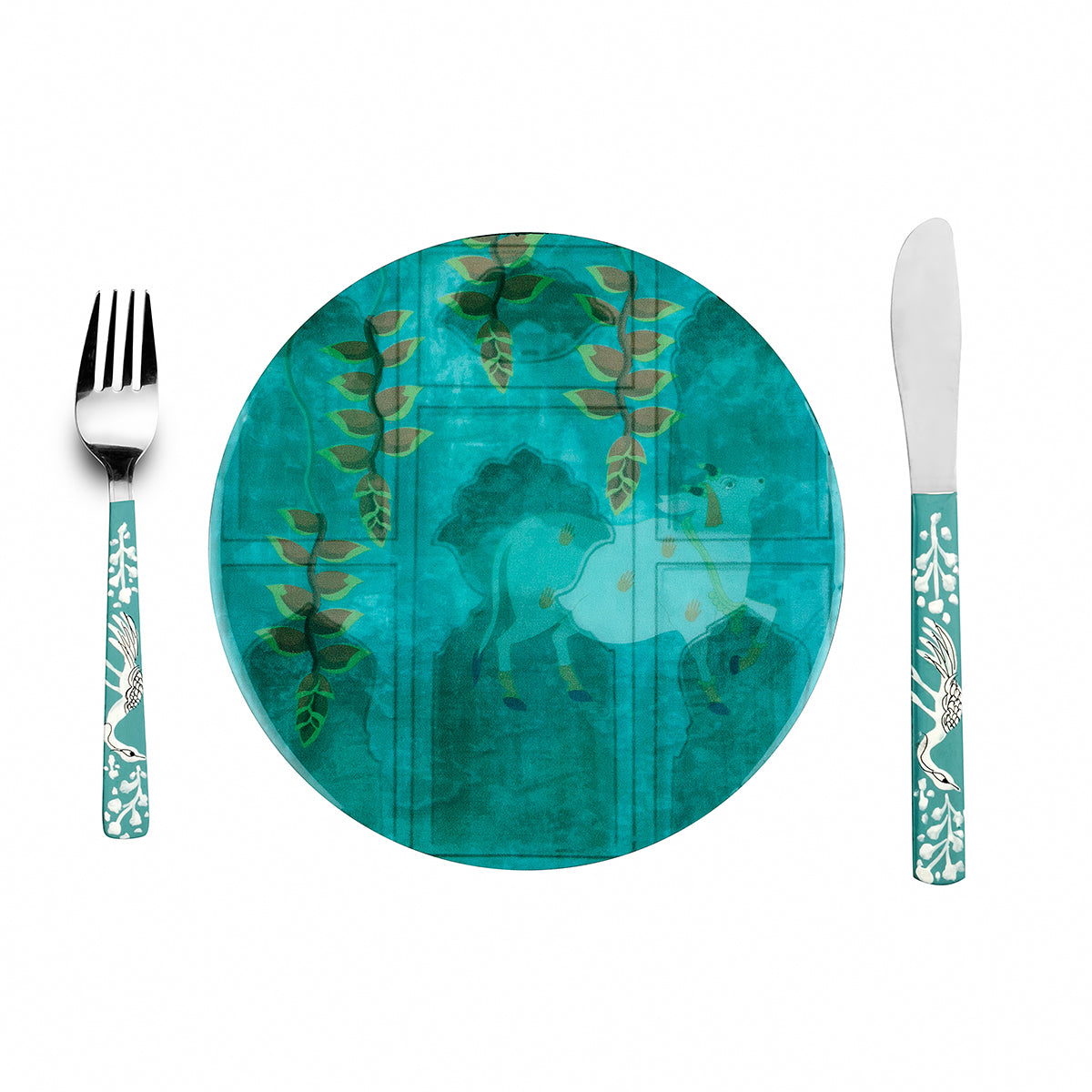 Pichwai Teal Round Trivets (Set of 2)