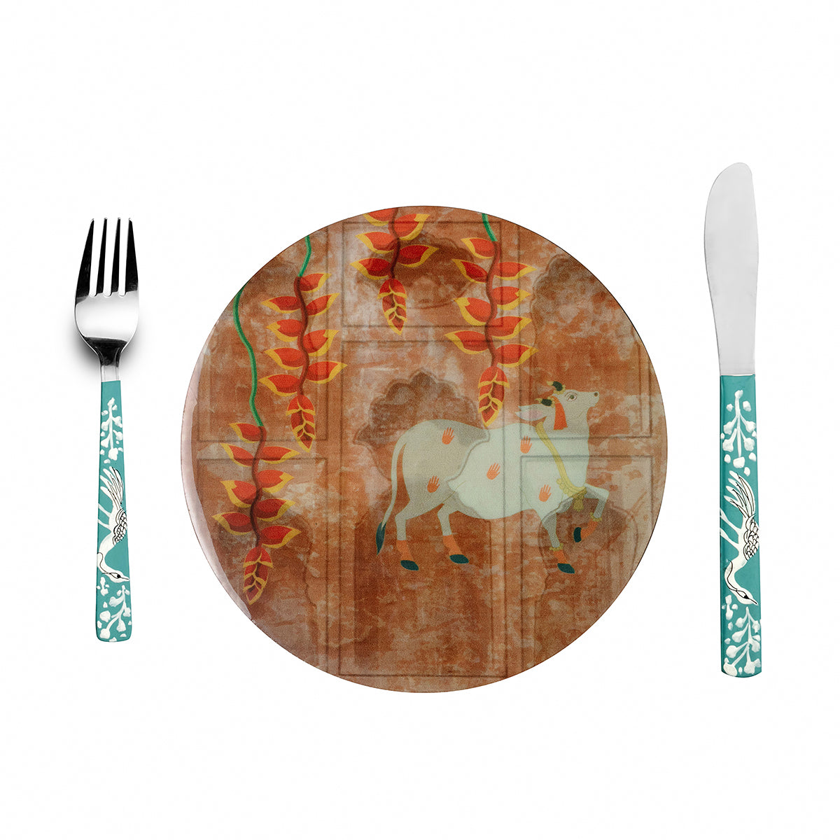 Pichwai Orange Round Trivets (Set of 2)