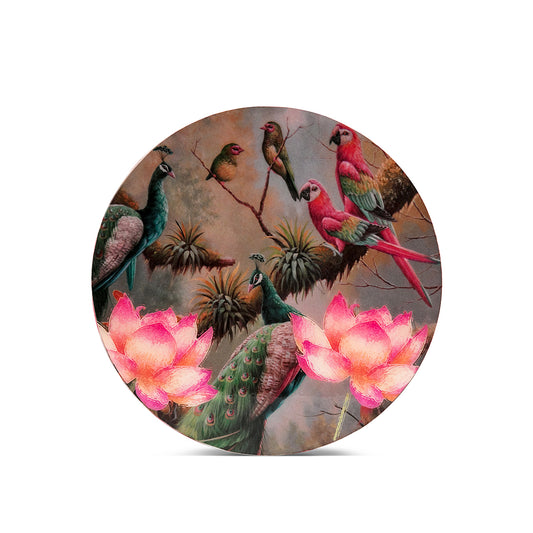Peacock Lotus Round Trivets (Set of 2)