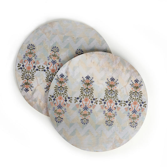 Rustic Pistachio Flowers Round Trivets Set