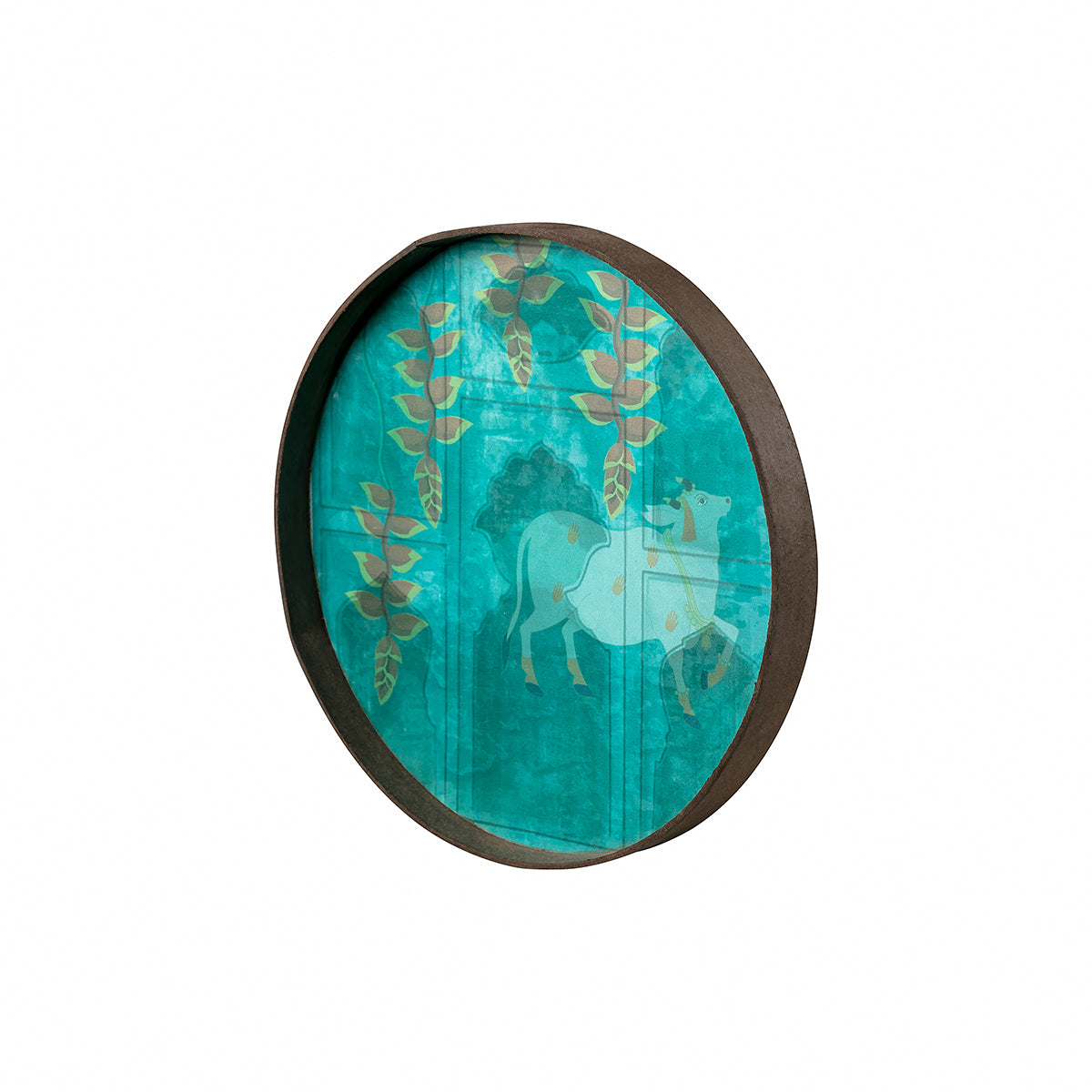 Buy Pichwai Green Wooden Wall plate