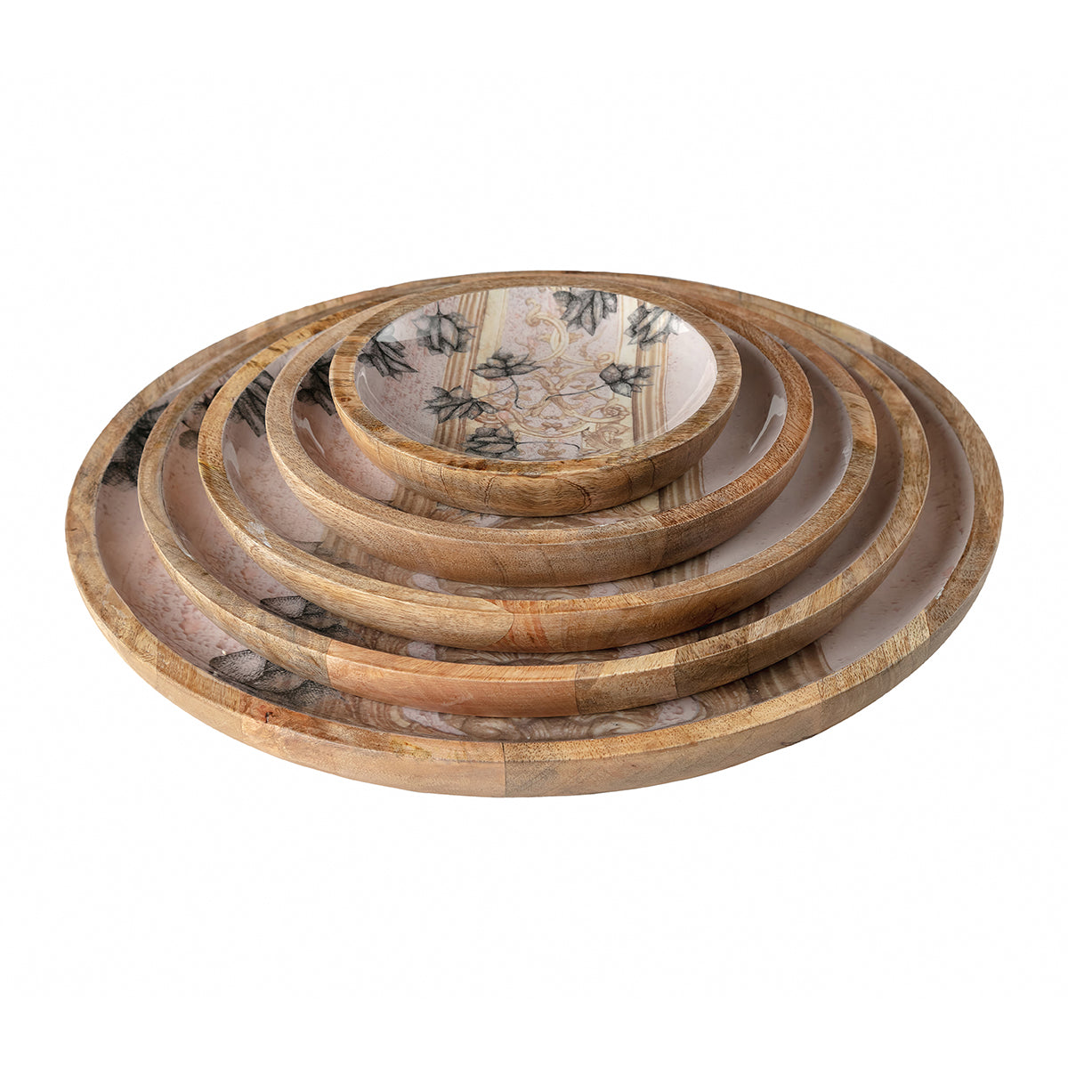 Antique Lotus Wooden Plates