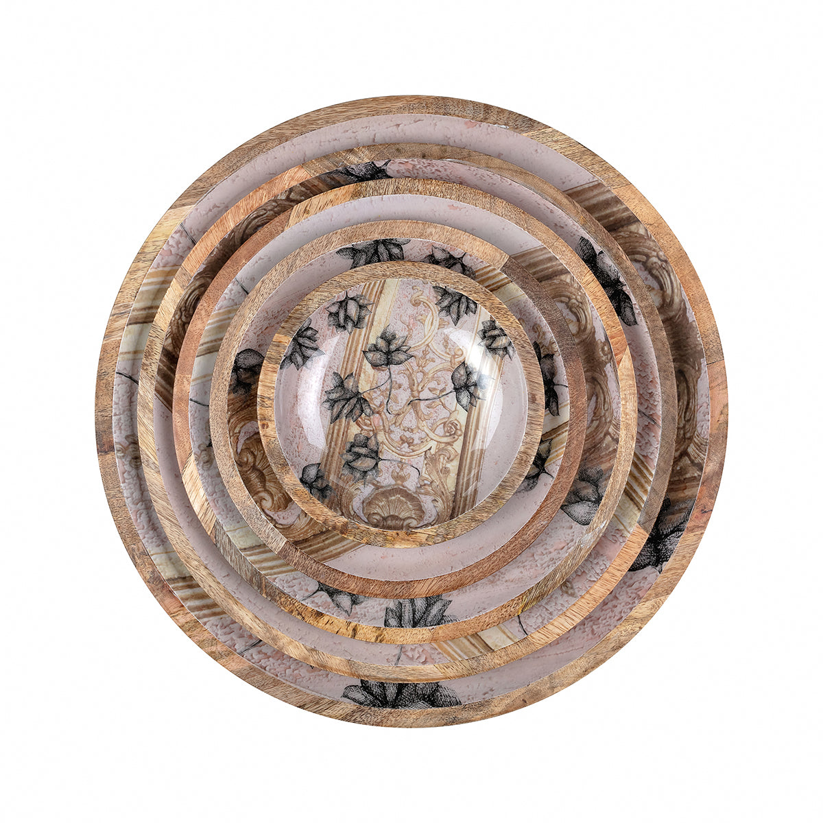 Antique Lotus Wooden Plates