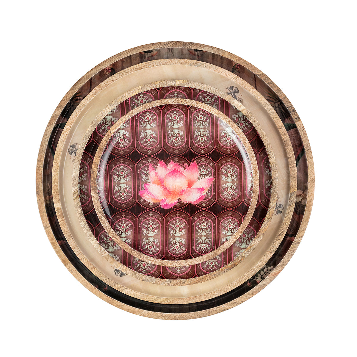 Top View Aranyam Wooden Plates Set