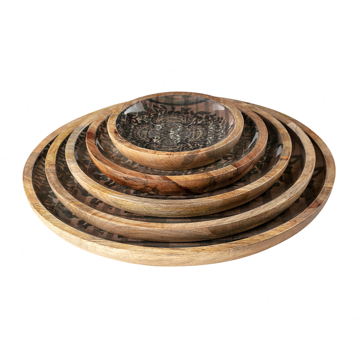 Antique Motif Wooden Plates