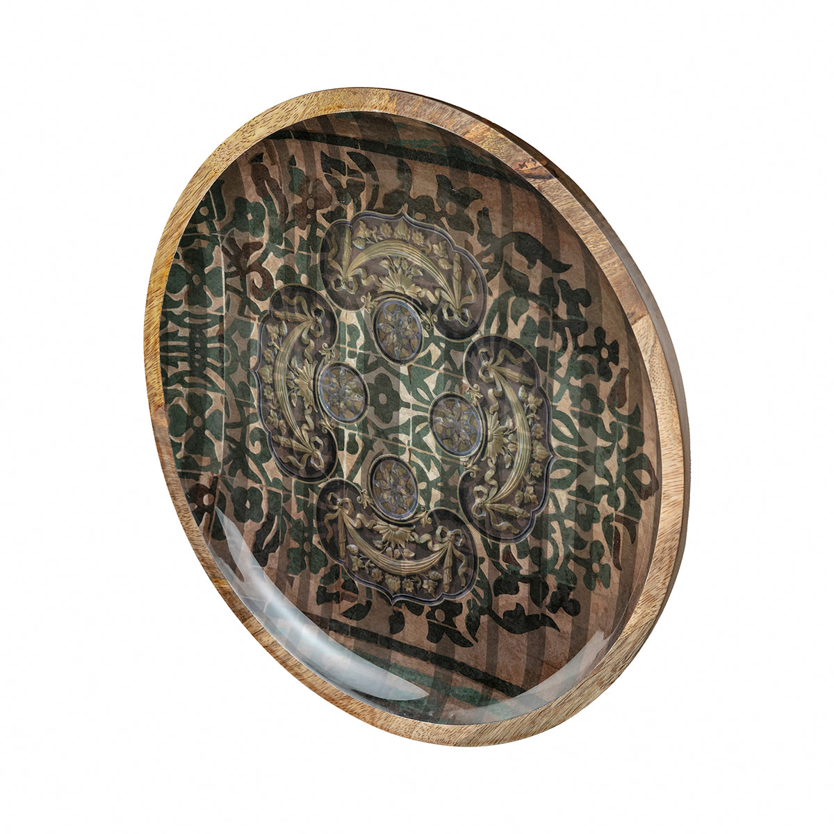 Handcrafted Antique Motif Wooden Plate