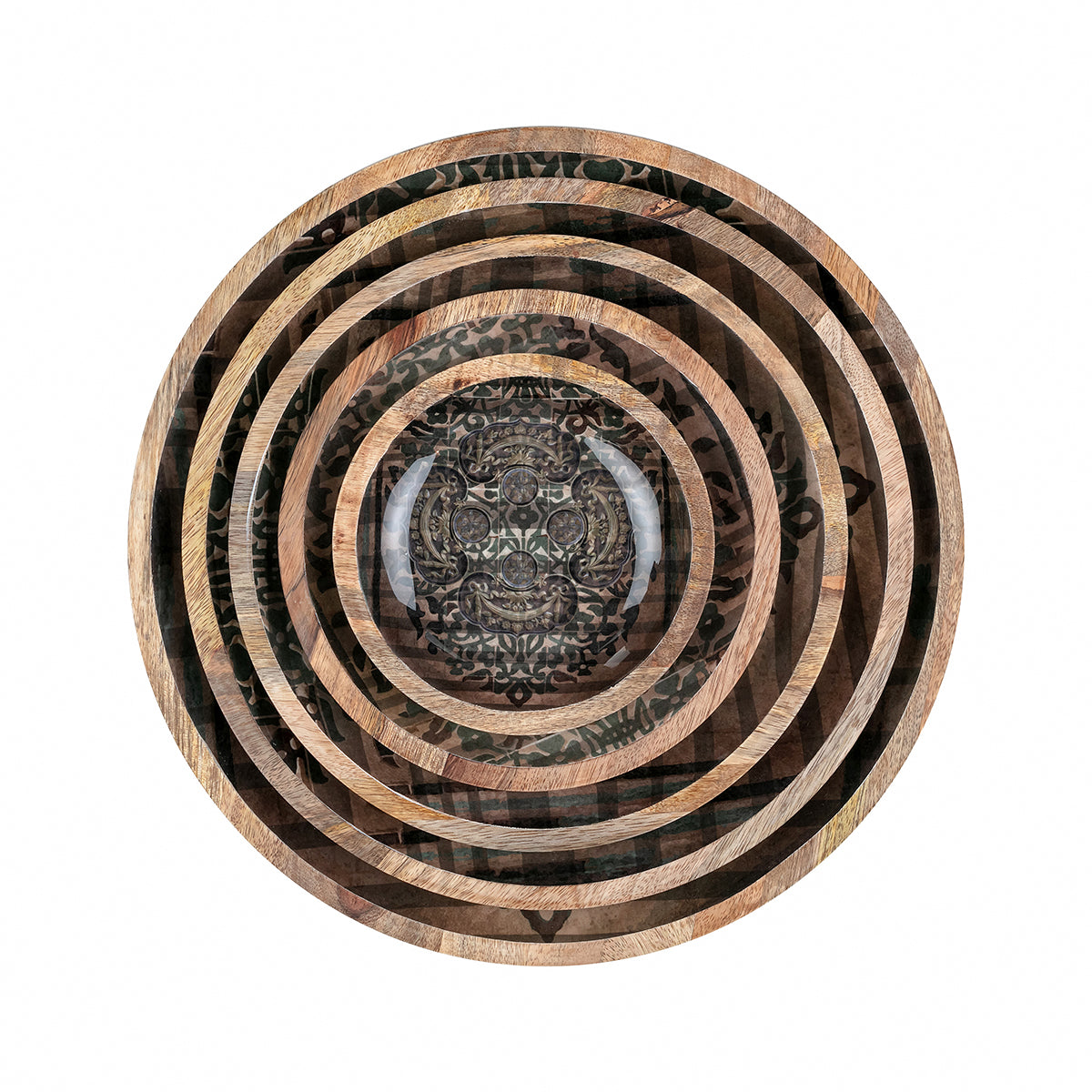 Antique Motif Original Art Wooden Plates