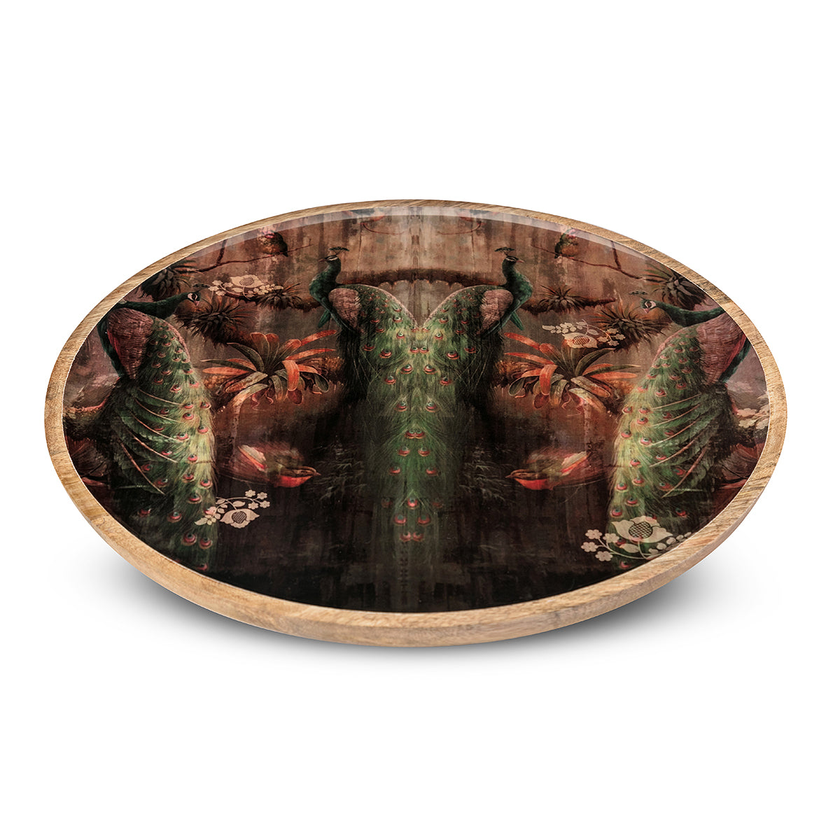 Buy Florals & Peacocks Wooden Plate