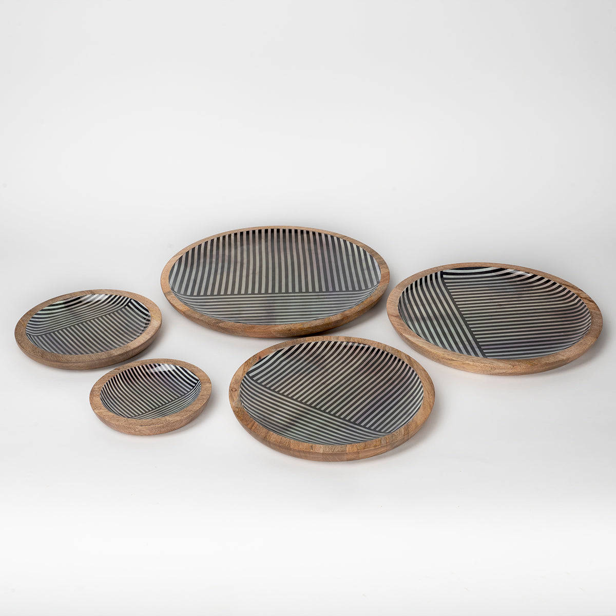 Handcrafted Stripes Original Art Wooden Plates