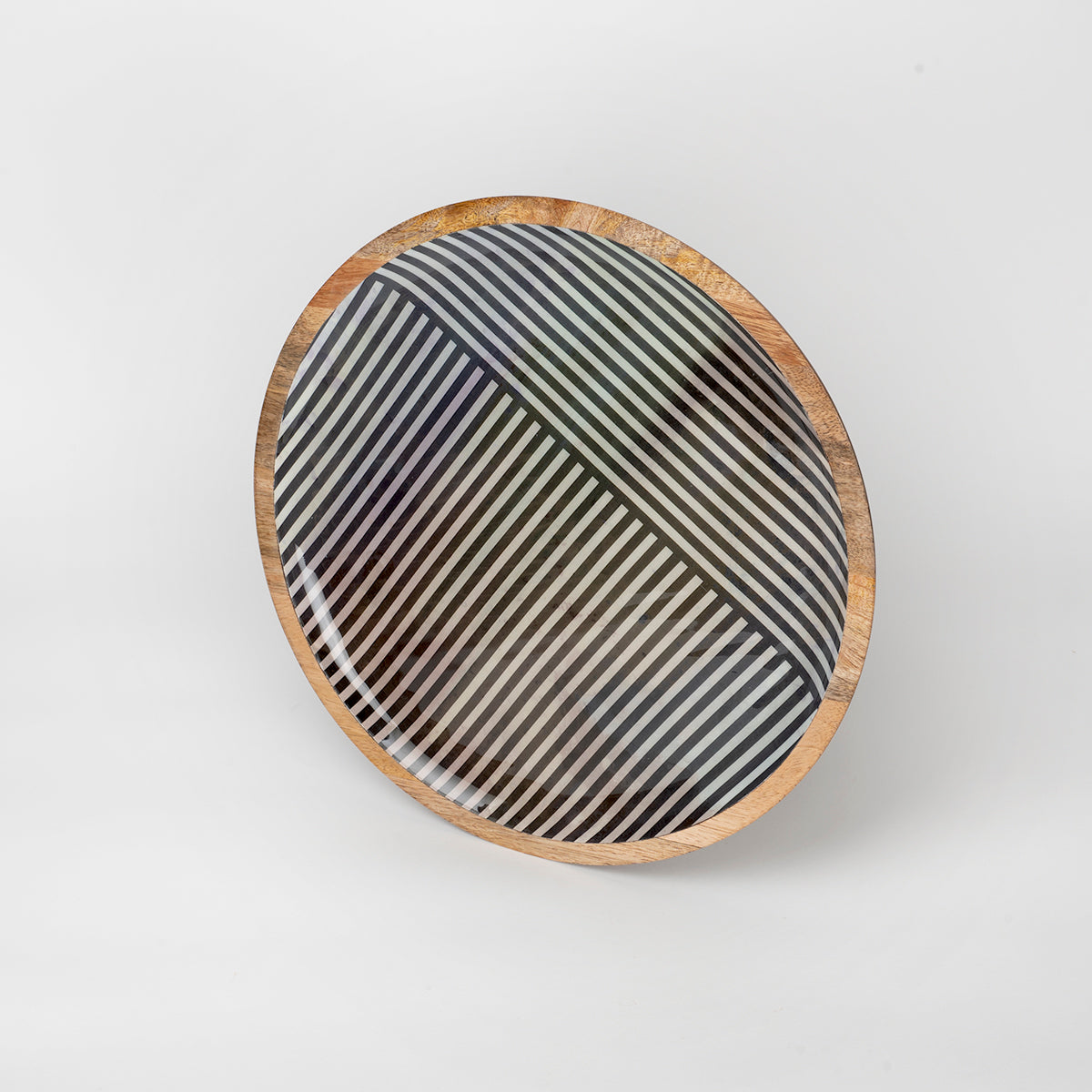 Stripes design Wooden Round Plate