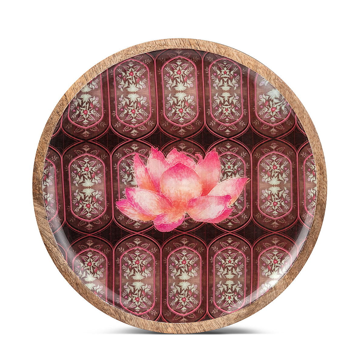 Wine Lotus Wooden Plate