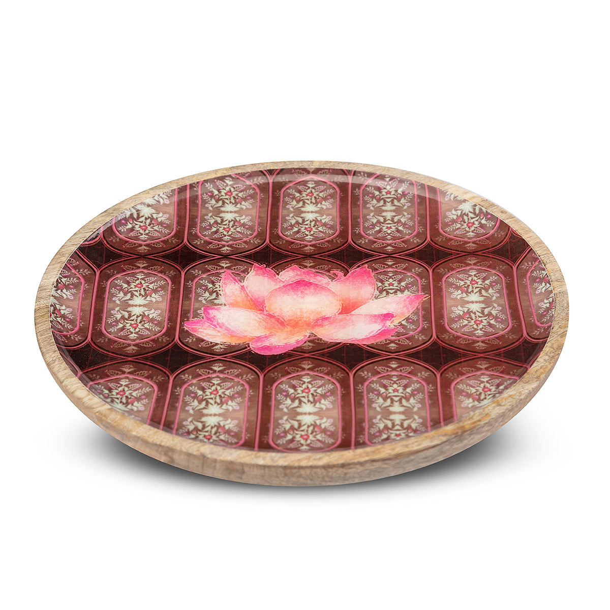 Wine Lotus Wooden Round Plate