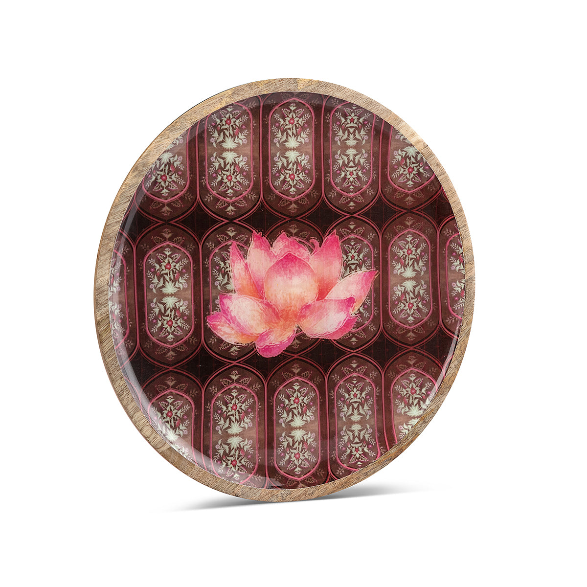 Handcrafted Wine Lotus Wooden Plate