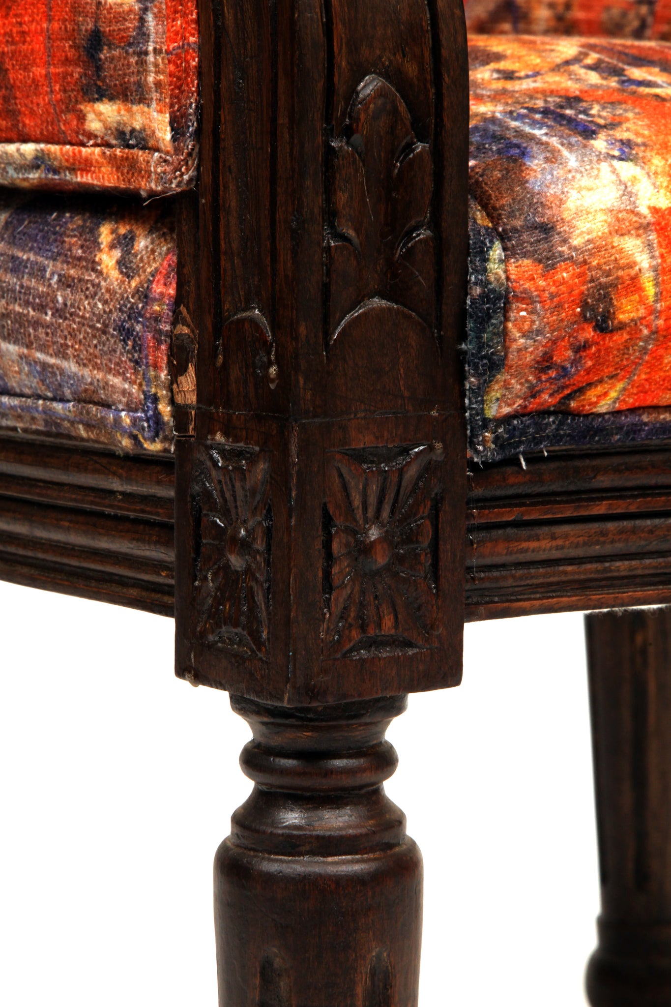 Side View Wandering Lion Mango Wood Chair And Woven Cotton Seat Chair