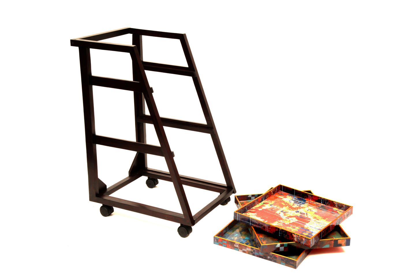 Wandering One Tier Trolley Stand With Three Removable Trays
