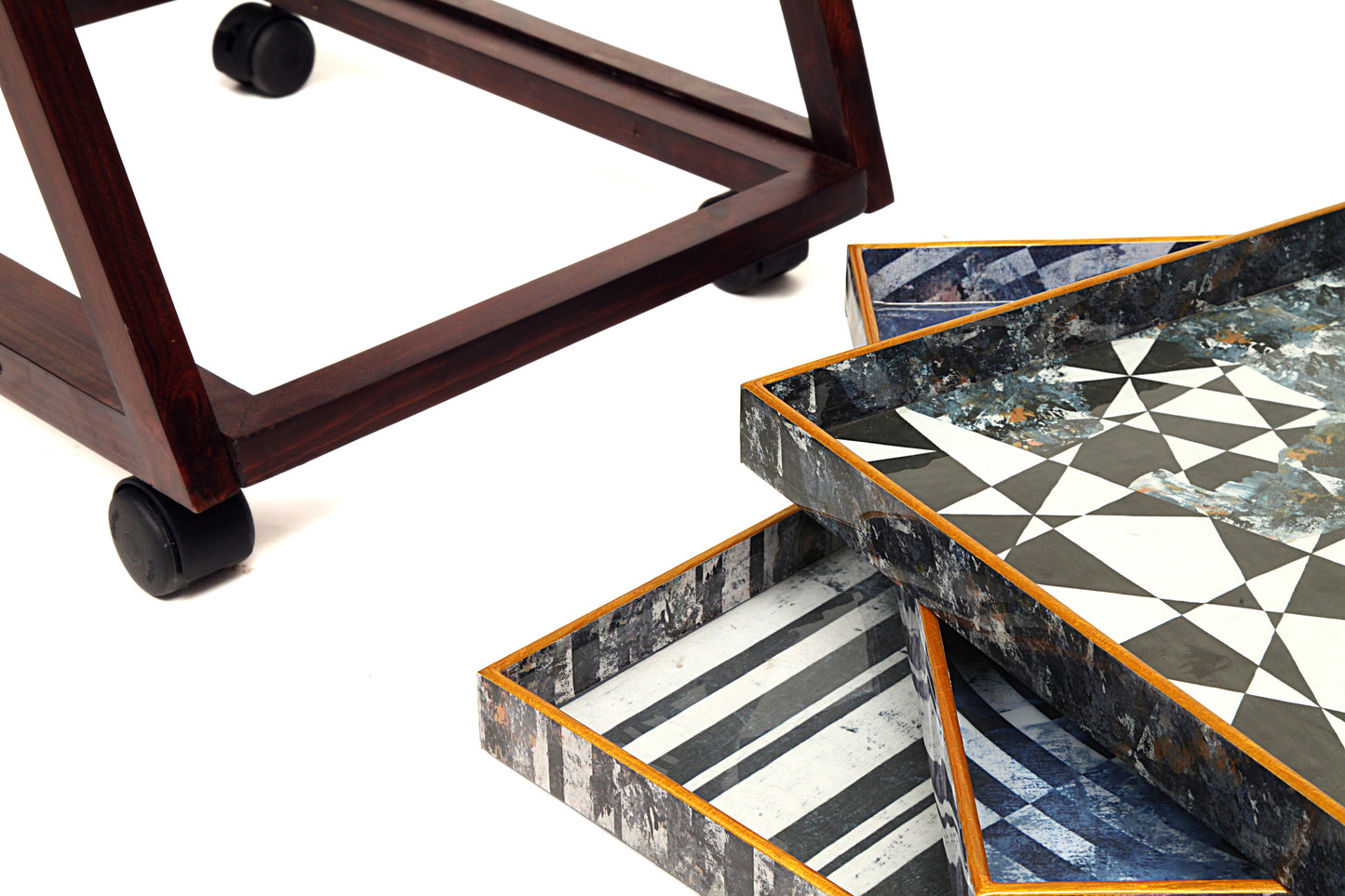 Monochrome Premium wooden Three Tier Trolley