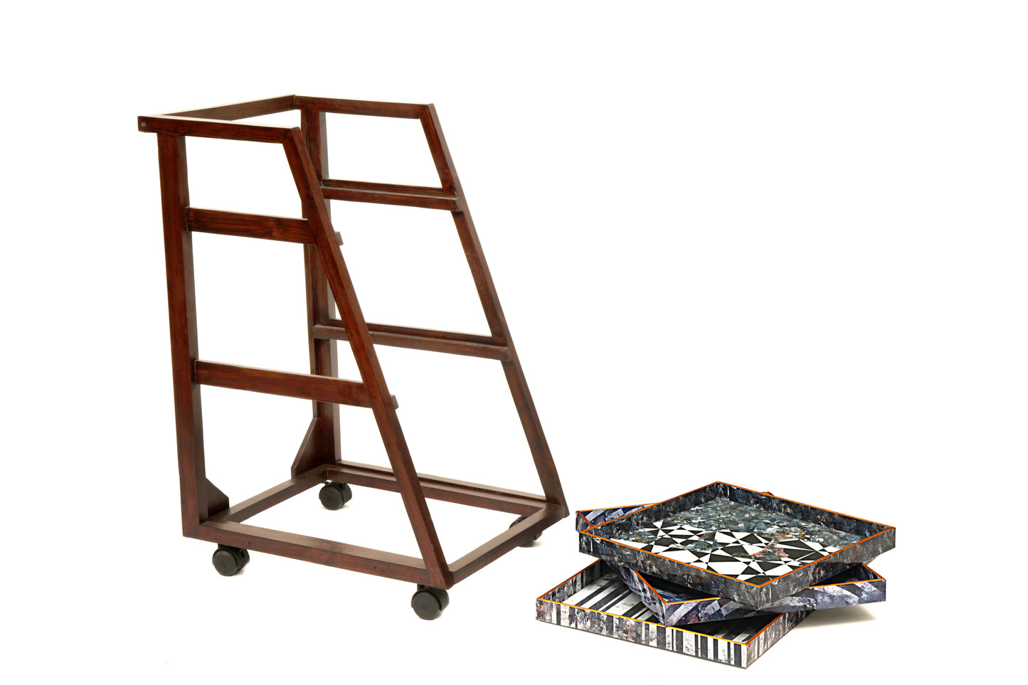 Monochrome One Trolley Stand With Three Removable Trays Trolley