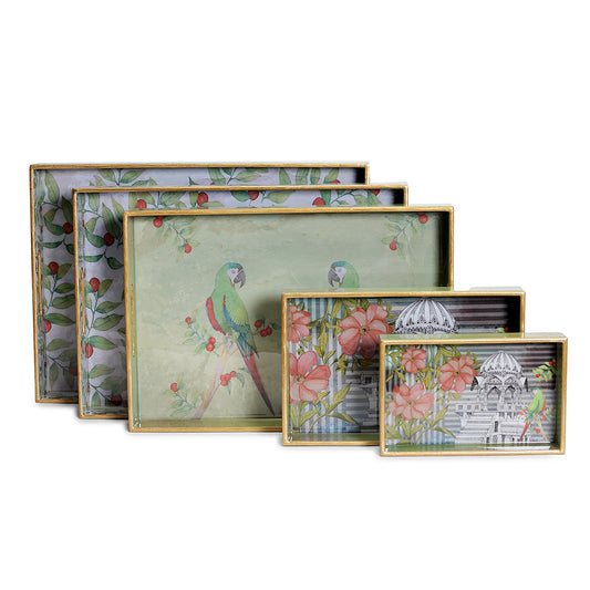 Haveli Eclectic rectangular wooden tray