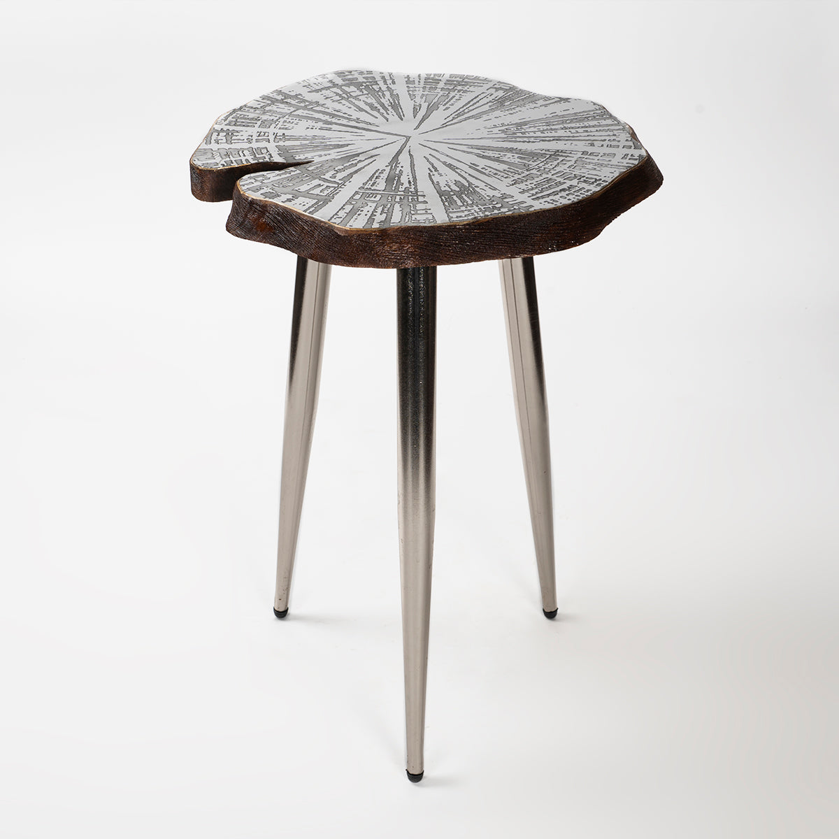 Etched Metal Lotus Leaf End Tables