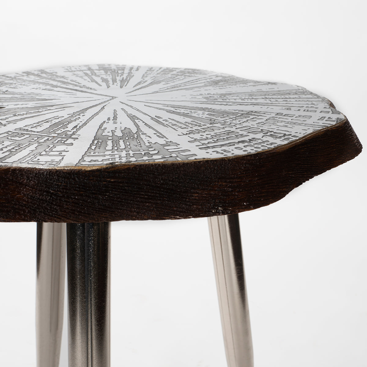 Etched Metal Lotus Leaf End Tables