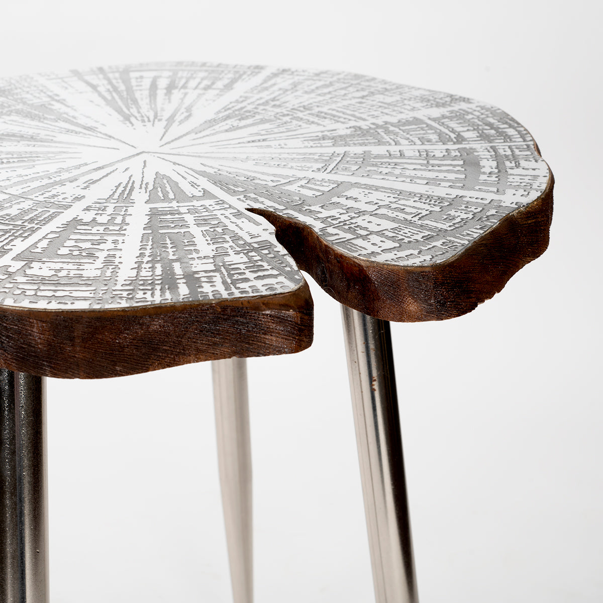 Etched Metal Lotus Leaf End Tables