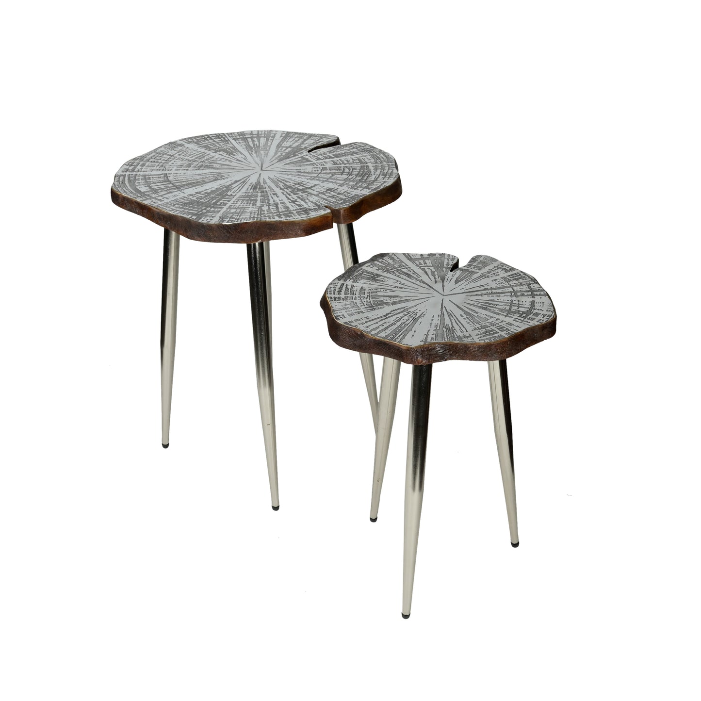 Etched Metal Lotus Leaf End Tables