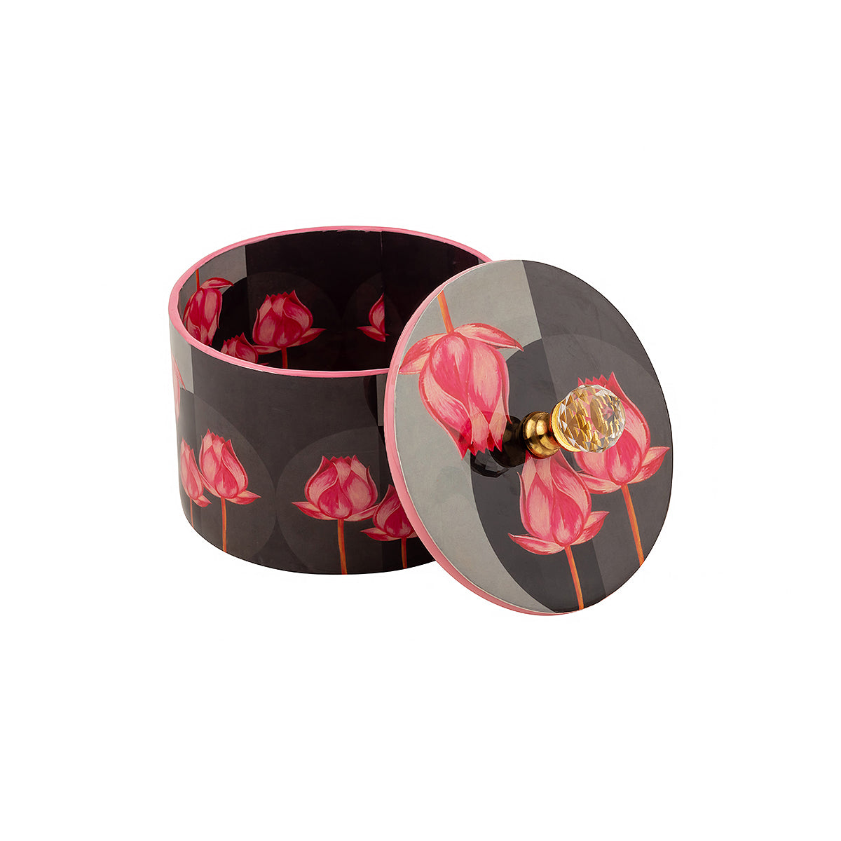 Grey Lotus Round Box