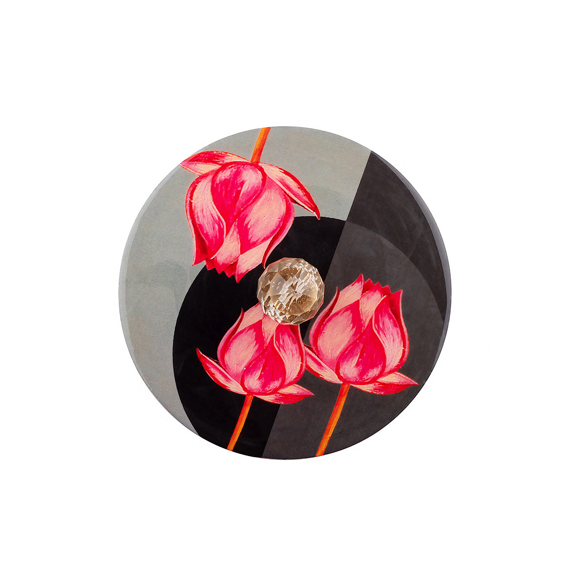 Grey Lotus Round Box