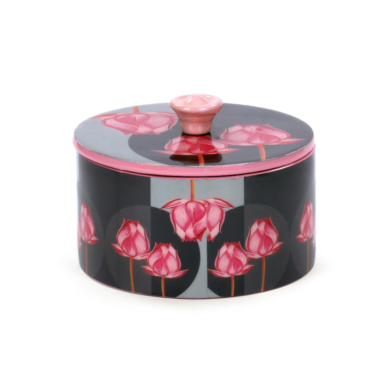 Grey Lotus Round Box