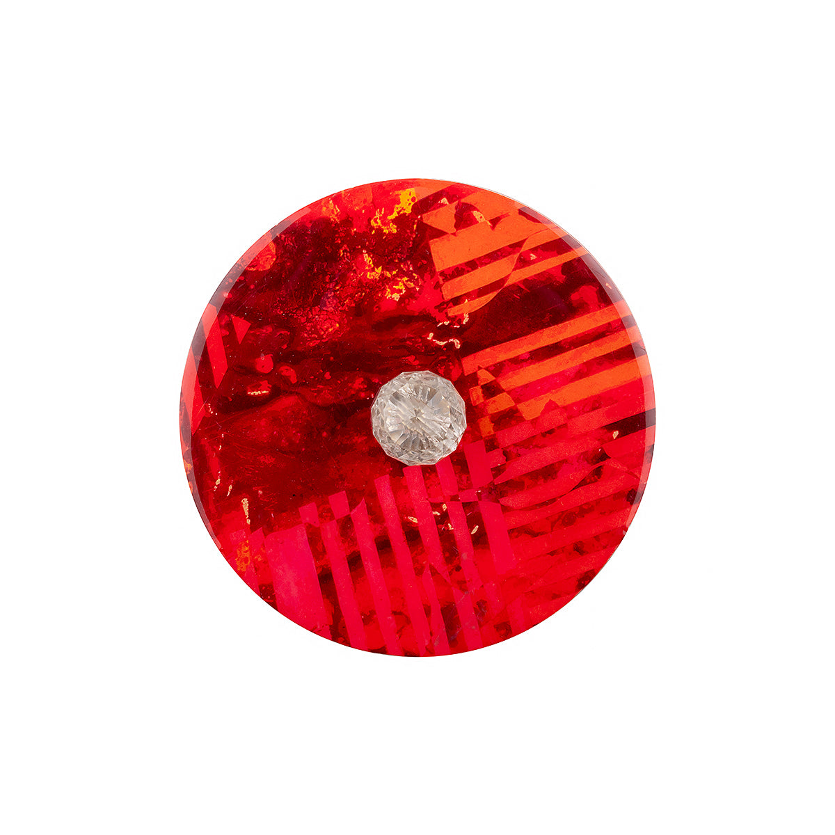 Red Strokes Round Box