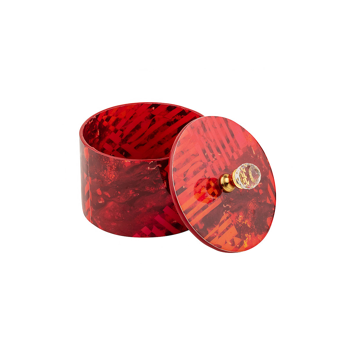 Red Strokes Round Box