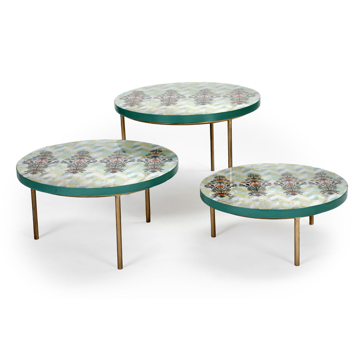 Rustic Pistachio Flowers Buffet Riser (Set of 3)