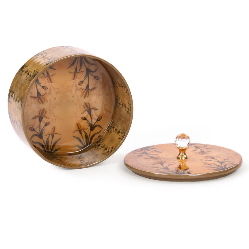 Sepia Motif Round Box