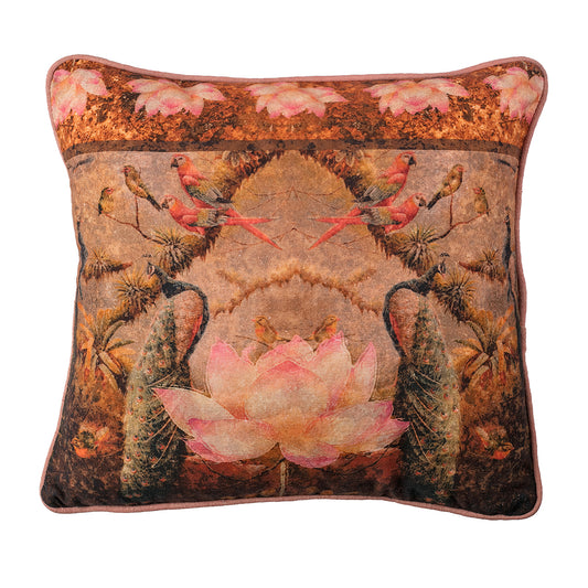 Peacock Lotus Cushion Cover