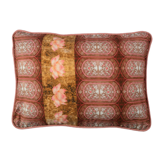 Wine Lotus Rectangle Cushion Cover