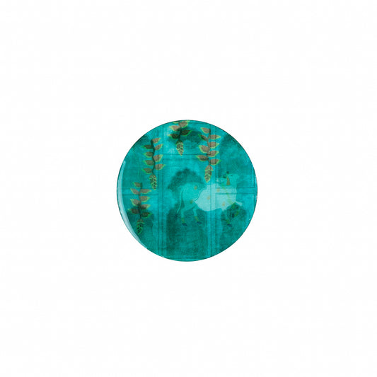 Pichwai Teal Round Coasters (Set Of 4)