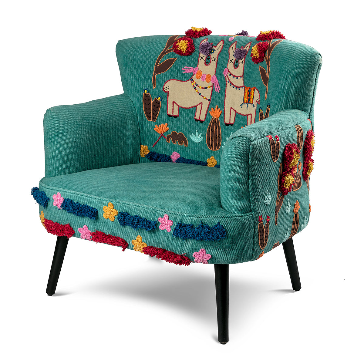 The Applique Llama Chair & Stool Set