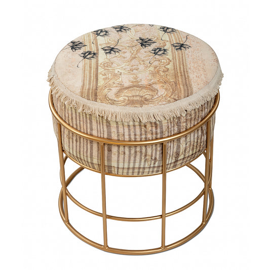 Antique Lotus Basket Stool