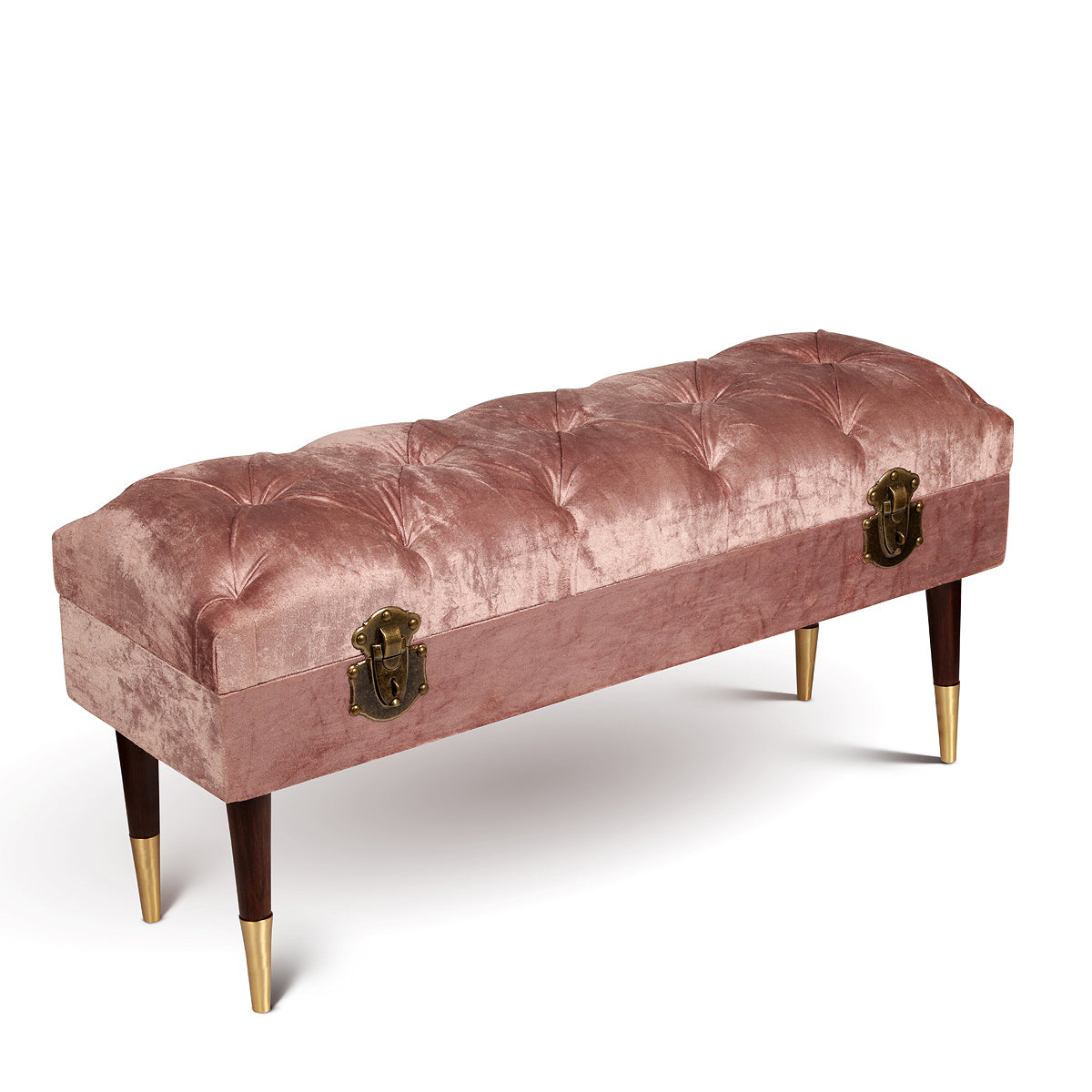 Chesterfield Pink Velvet Loveseat & Bench