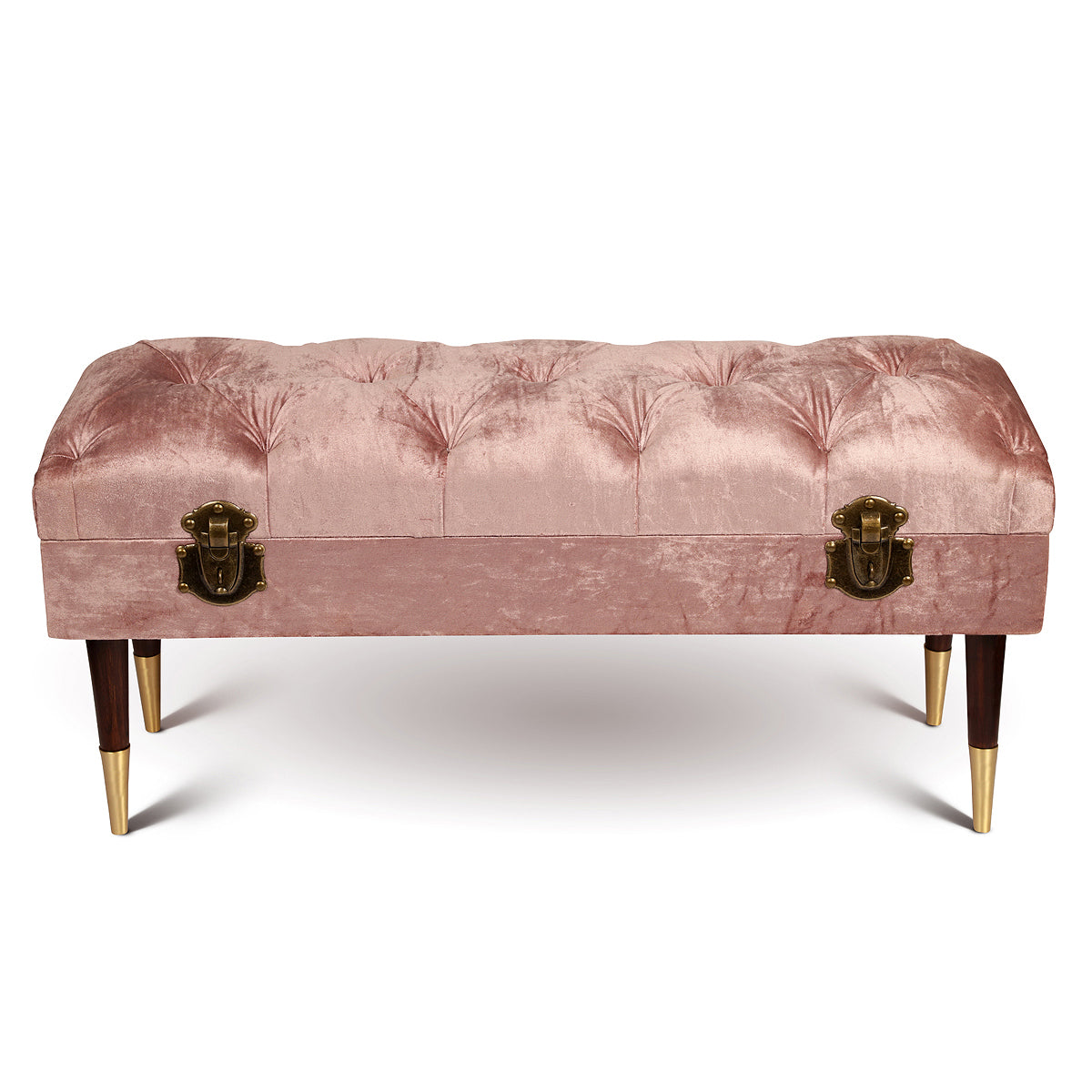 Chesterfield Pink Velvet Loveseat & Bench