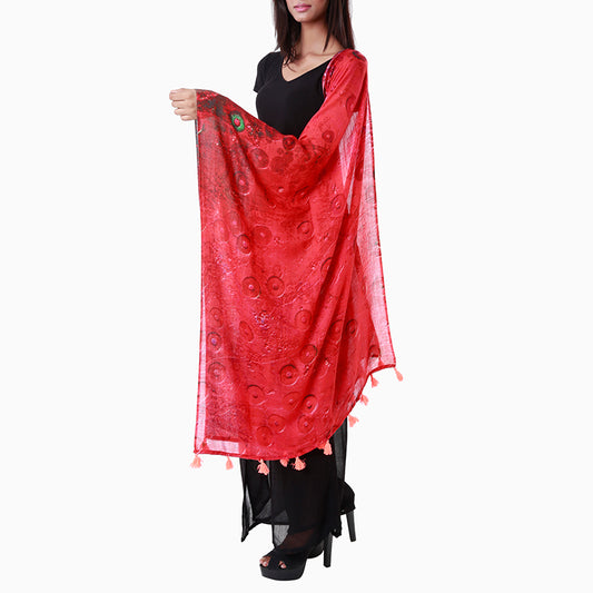 Palette Red Pashmina Stole - Artychoke