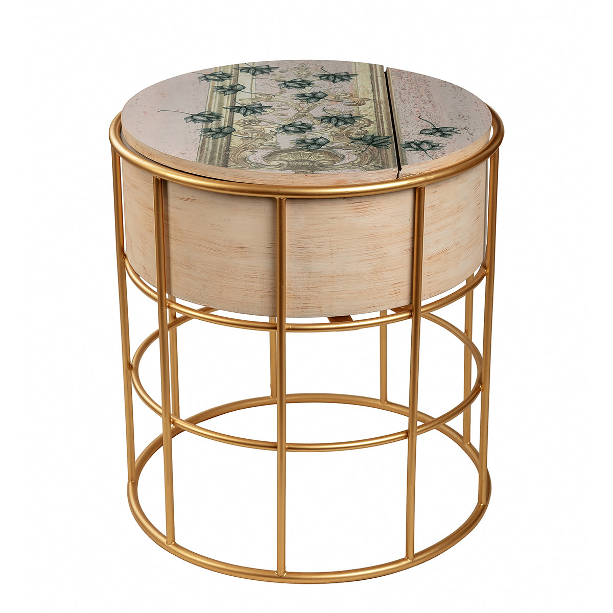 Antique Lotus Basket Storage Table