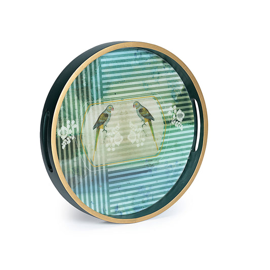 Parrot Round Wooden Tray