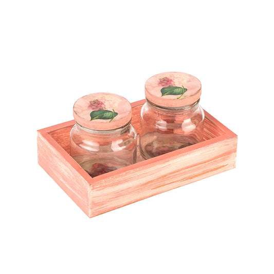 Pink Lotus Two Jar & Tray Set