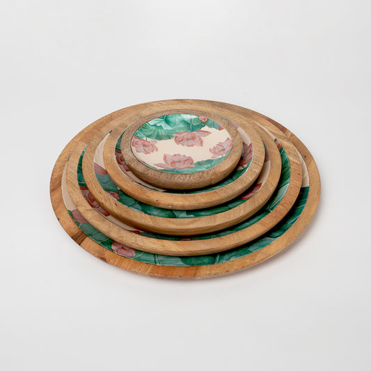 Saiara Lotus Wooden Plates Set